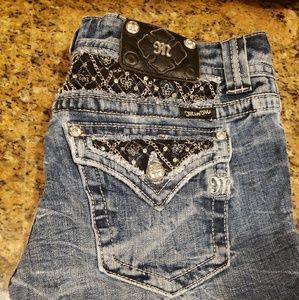 Miss Me Shorts Bling Chains flap pockets size 31